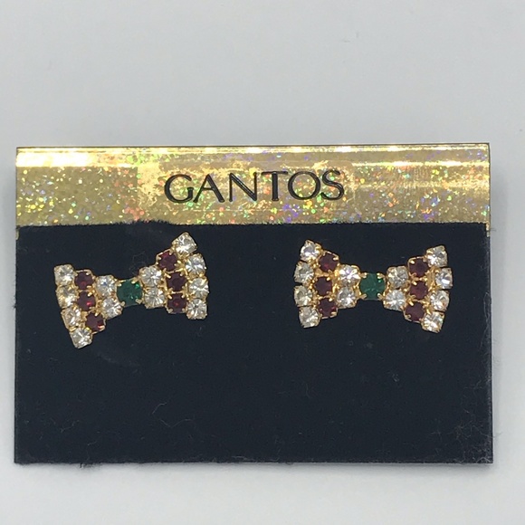 Holiday Crystal Bow Earrings - Picture 2 of 5